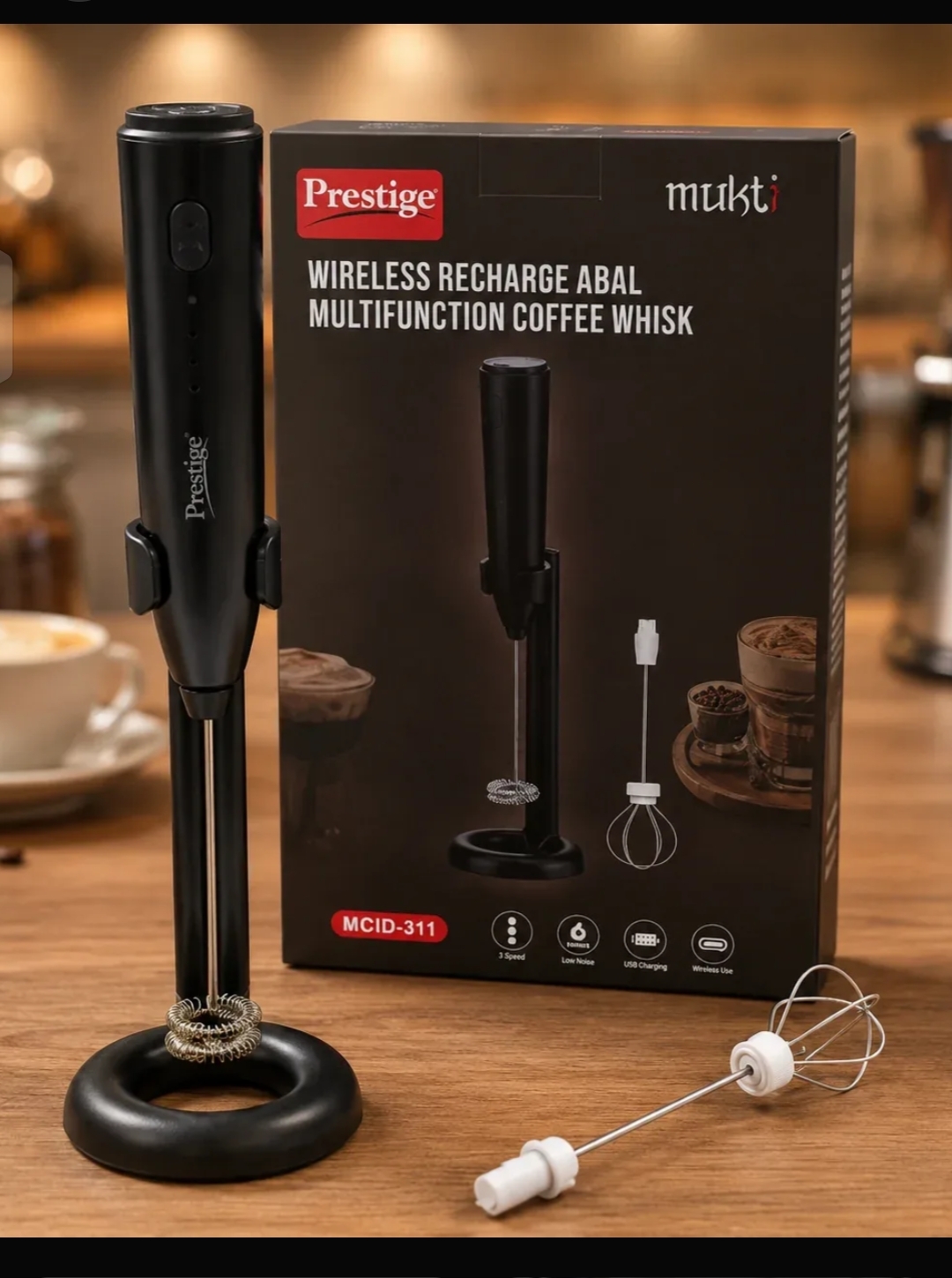 Prestige Wireless Rechargeable 2 In 1 Coffee Whisk